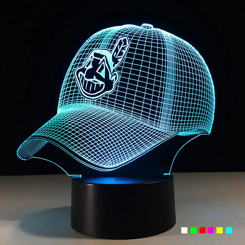 

NFL 3D LED Light Cleveland Indians Night Light Football Helmet 7 Colors Changing USB Powered Touch Desk Table Decoration Lights