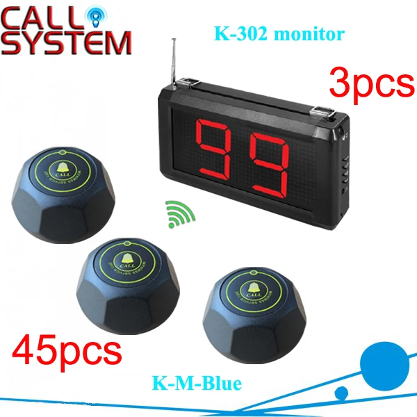 

Guest call ordering food buzzer system 3 display panel with 45 table button for catering equipment