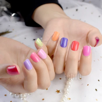 

240Pcs Fashion Flat False Nails Bright Candy Color Acrylic Fake Nail Tips Full Cover Manicure Tools Salon Product