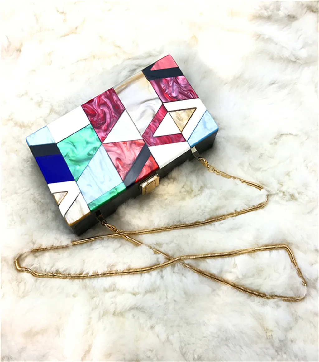 Новая женская вечерняя сумочка с геометрическим узором, цветная акриловая коробка, вечерние посылка, дизайнерская Роскошная Borsa a trakolla da donna#30