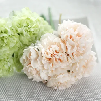 5 Heads Artificial Flowers Peony Bouquet Silk Flowers Bridal Bouquet Fall Vivid Fake Flowers For Wedding Home Autumn Decoration