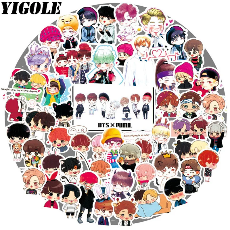 58pcs/pack Cute Boys Decal Stickers Pack Kids Toy Anime Sticker for DIY Luggage Laptop Skateboard Phone Waterproof Sticker