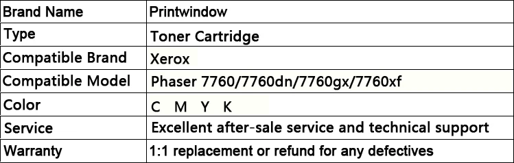 Printwindow совместимый тонер-картридж для Xerox Phaser 7760/7760dn/7760GX/7760xf 4X/комплект
