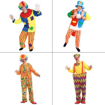 

Clown Costumes Suit Funny Circus Halloween Cosplay Party Show Clothe for Adult Men Women Polyester One Size Free Shipping