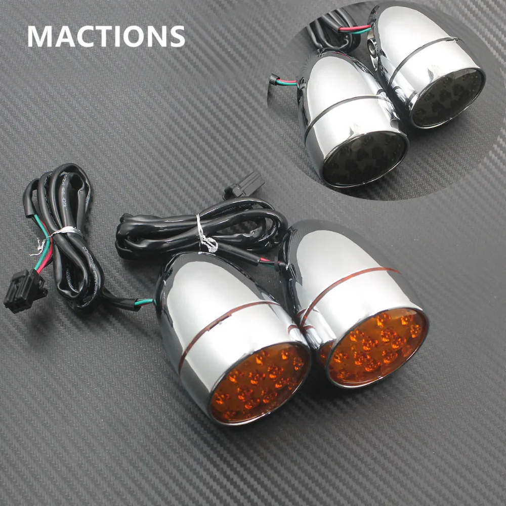 Pair Chrome Turn Signals Lights Indicator light Flasher LEDs For Harley
