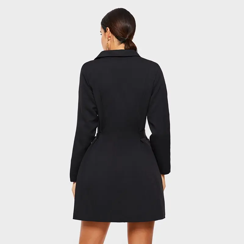 Office White Blazer Women 2019 Formal Long Outwear Ladies Tops Elegant Black Sexy Lace Up Autumn Overcoat Business Female Coat