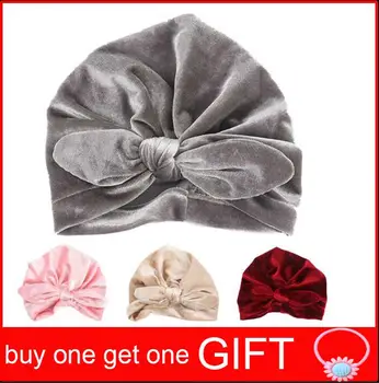 

New Velvet Baby Hat for Girls Autumn Winter Baby Boy Cap Photography Props Elastic Infant Beanie Turban Hat Baby Accessories