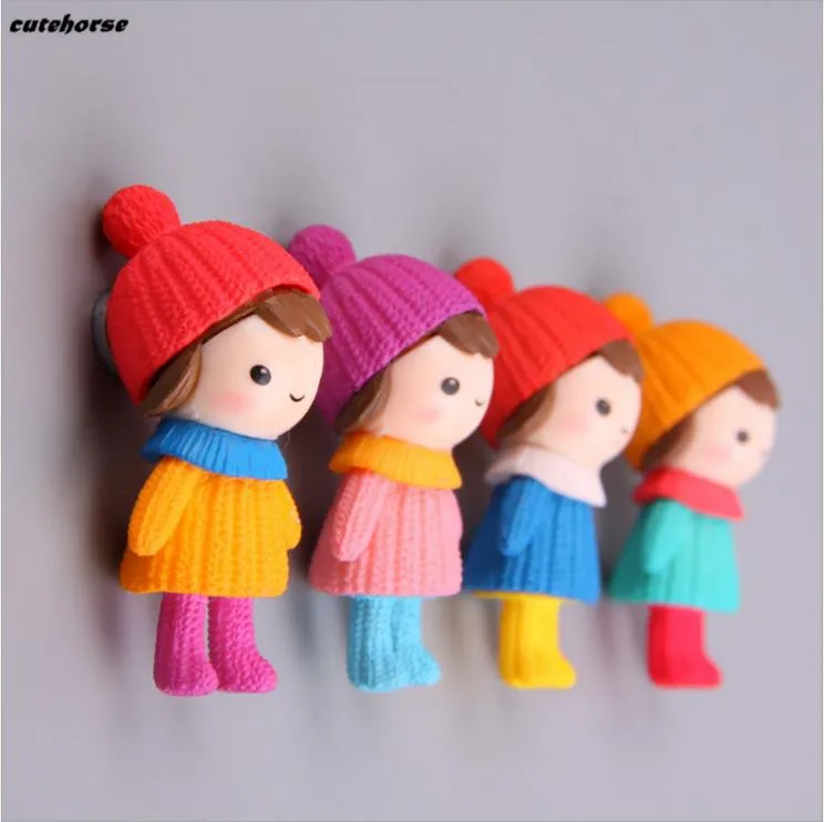 

CUTEHORSE 4pcs/set Cartoon creative 3D virtual doll refrigerator magnet