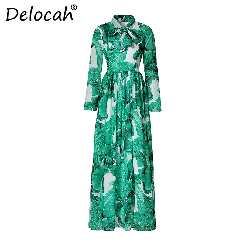 green palm leaf maxi dress