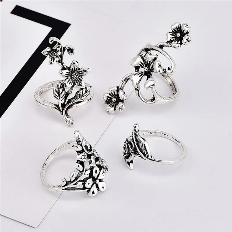 2018 New Arrival Fashion Natural Gemstone Fire Opal Diamond Ring Wedding Retro Jewelry Rings for women Ring Set J13#N (2)