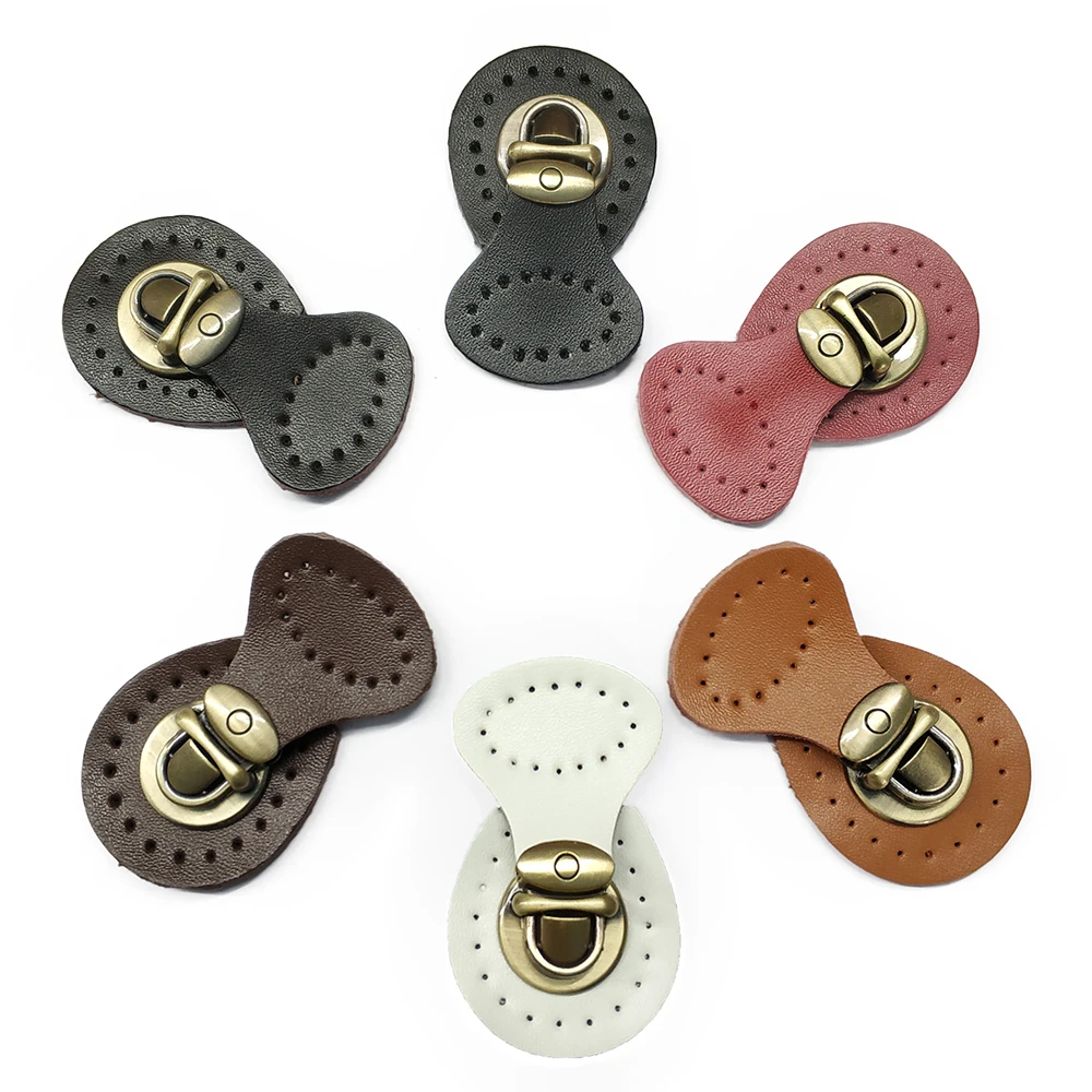 Bag Buttons Genuine Leather Hasp Bags Buckle Handmade Wallet Card Pack Buckles with Holes for DIY Handbag Accessories Girls Gift 1 10sets magnetic snap fasteners clasps buttons handbag purse wallet craft bags parts mini adsorption buckle 14 18mm wholesale