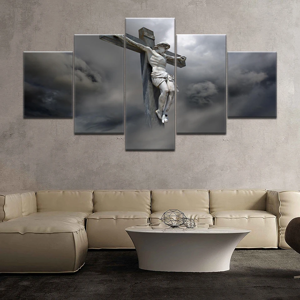 

Printed Picture Modular Painting Modern Wall Art 5 Pieces Jesus Christ Was Crucified Living Room Home Decor Artwork Canvas