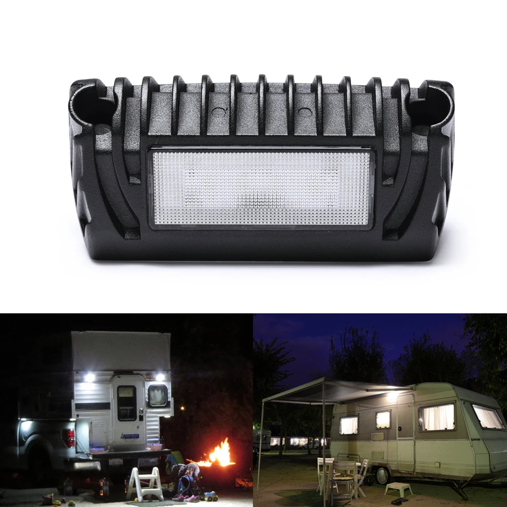 MICTUNING RV Exterior LED Porch Utility Light with 12V Car 48 LEDs Interior Strip Lights 