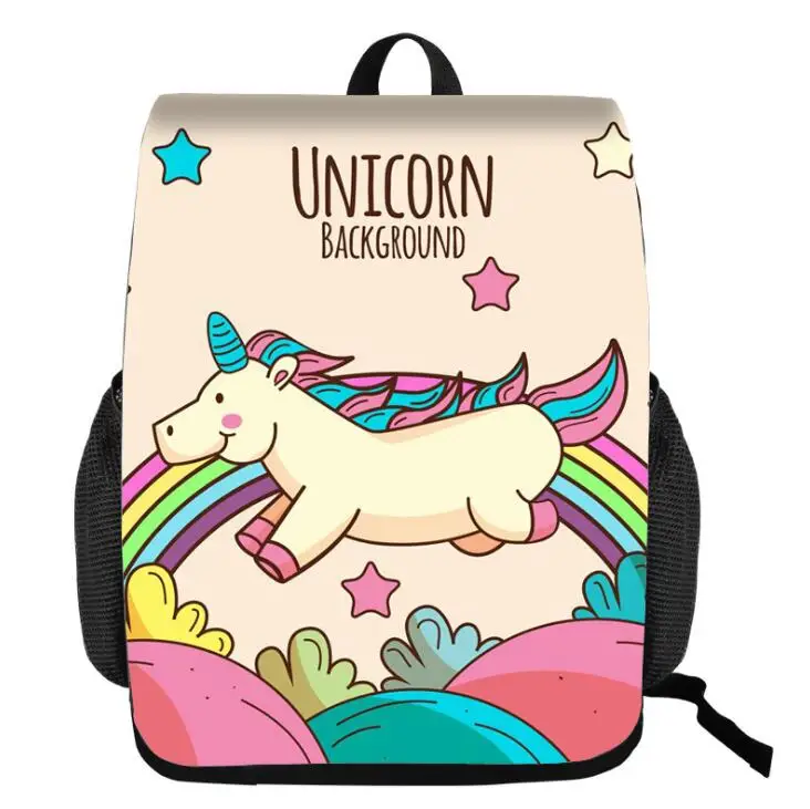 photo color Мультфильм Единорог печатных школьный рюкзак для подростка Drawstring Deisgn женский путешествия холщовый рюкзак леди - Цвет: photo color
