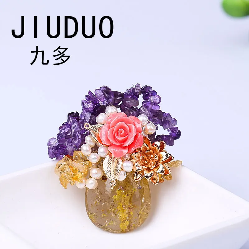 

JIUDUO Pearl And Rose Brooch Flower Rhinestone Unique Clothing For Women