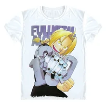 Футболка с металлическим алхимиком, японское аниме, полностью Металлическая футболка с рисунком «Алхимик», мультяшная 3D футболка с коротким рукавом, подарок, футболка, японский дизайн