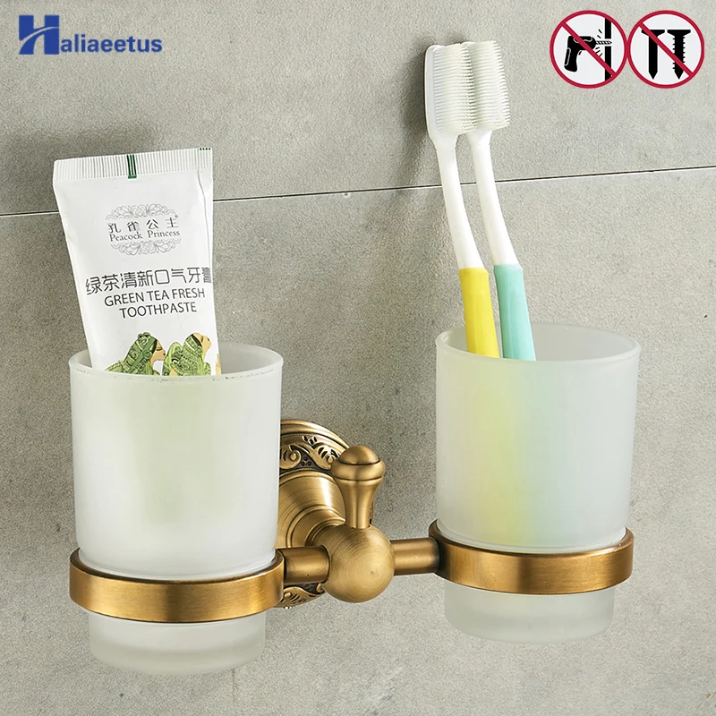 Kaufen Nagel Kostenloser Zahnbürste Halter Messing Bad Bad Familie Zahnbürste Cups Halter