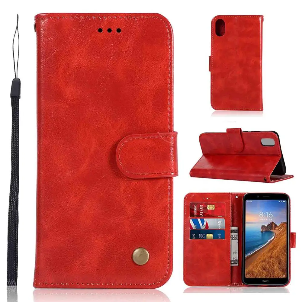 Magnet Flip Wallet Book Shockproof Phone Case Leather Cover On For Xiaomi Redmi 7A 7 A Redmi7A Redmi7 Global 3 16/32/64 GB Xiomi - Цвет: Red