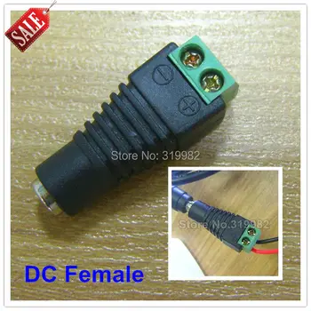 

Free Shipping 100 pcs/lot Female Mark Polarity DC Power Jack Connector Adapter For 5050 3528 Single Color LED Strip Light