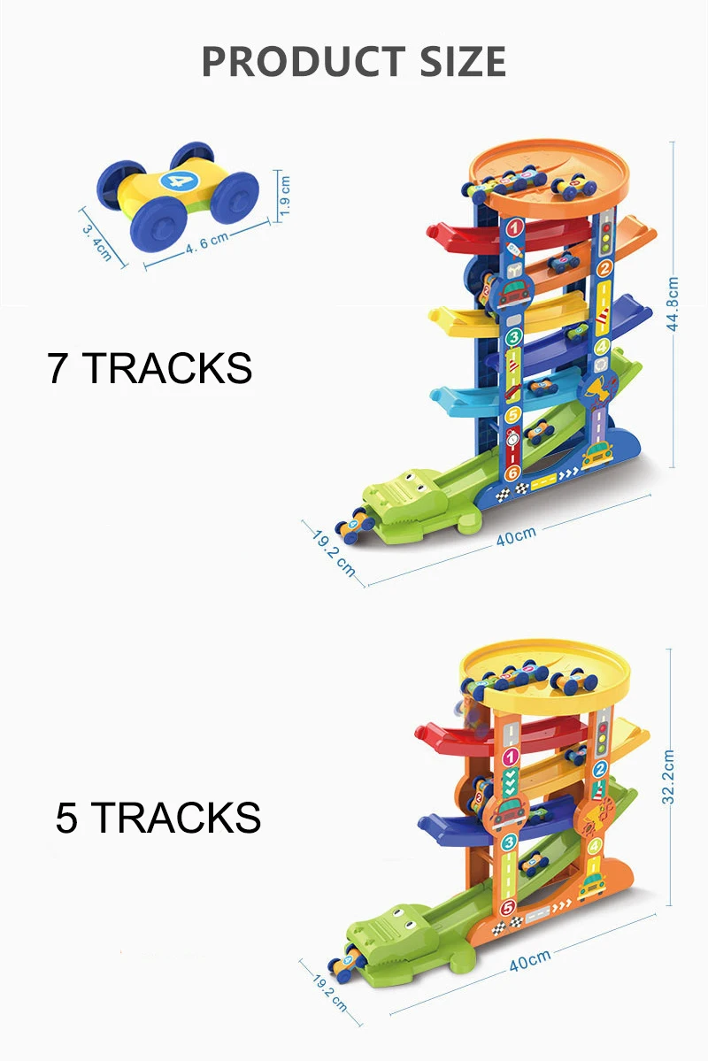 Деревянный 7-Слои пандус гоночный трек& 6 Мини инерционных машин раздвижные игрушечный Vehicel& поезд для маленьких моторики развивающий детский подарок