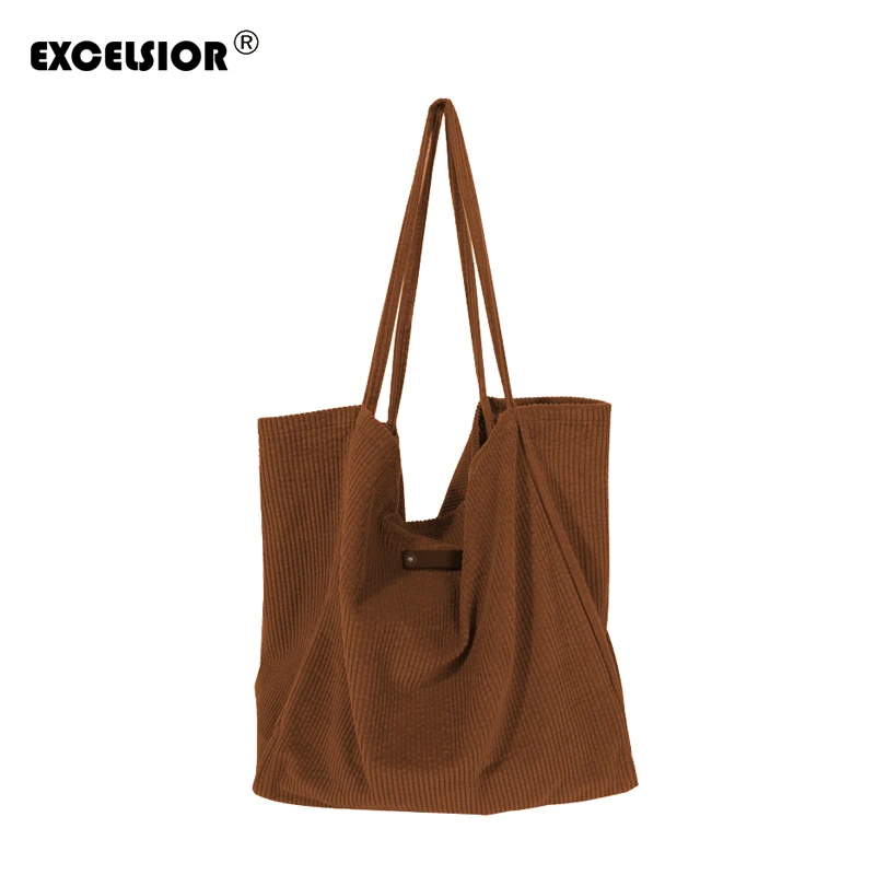 

EXCELSIOR New Winter Corduroy Women's Handbag Vintage Shoulder Shopping Bag Women Fashion Canvas Beach Bag Sac a main G2097