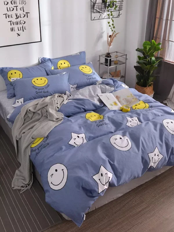 

Cartoon smile Star Style 3pcs 4pcs Bedding Set Contain Duvet Cover Bed Sheet Pillowcase Bedclothes
