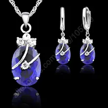 JEXXI New Flower Water Drop Hot 925 Sterling Silver Jewelry Sets Cubic Zironia Pendant Necklace Earrings Jewellery Collection
