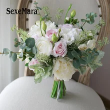 SexeMara, Свадебный букет невесты, искусственный цветок, букет роз, хрустальные свадебные букеты