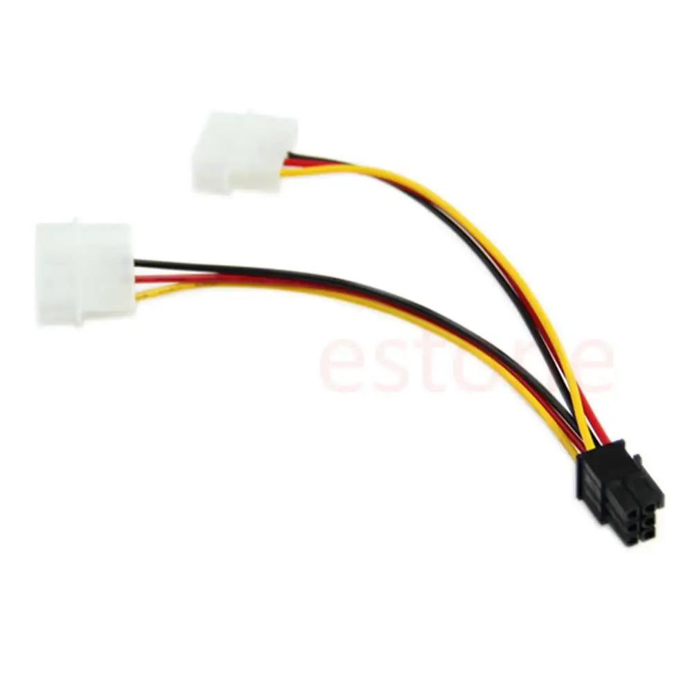 Image 1PC 6PIN To 4 PIN  6 Pin PCI E to 2 X 4 Pin Power Adapter Converter Cord Cable Trade Price #K400Y#