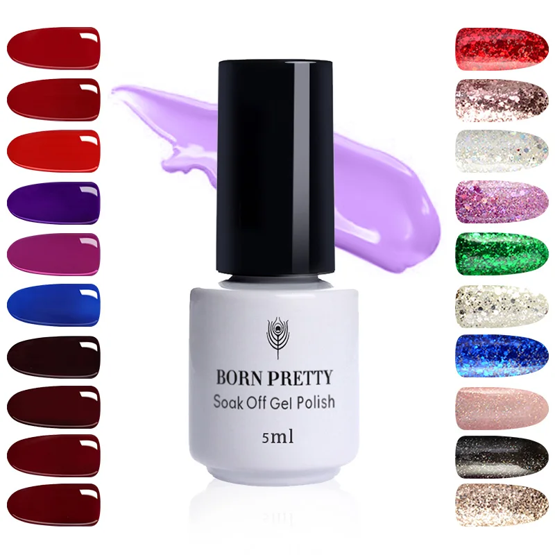 

Born Pretty 5ml Red Purple Series Nail UV Gel 10ml Glitter Sequins Starry Platinum Paint Gel Manicure Nail Art Base Top Coat