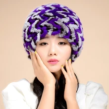 Женские вязаные шапки из кроличьего меха Рекс зимние женские меховые шапки головные уборы 0702