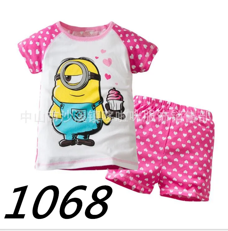 Высококачественная летняя одежда для маленьких девочек спортивный костюм футболка с короткими рукавами+ шорты комплекты детской одежды 1303 - Цвет: color at picture