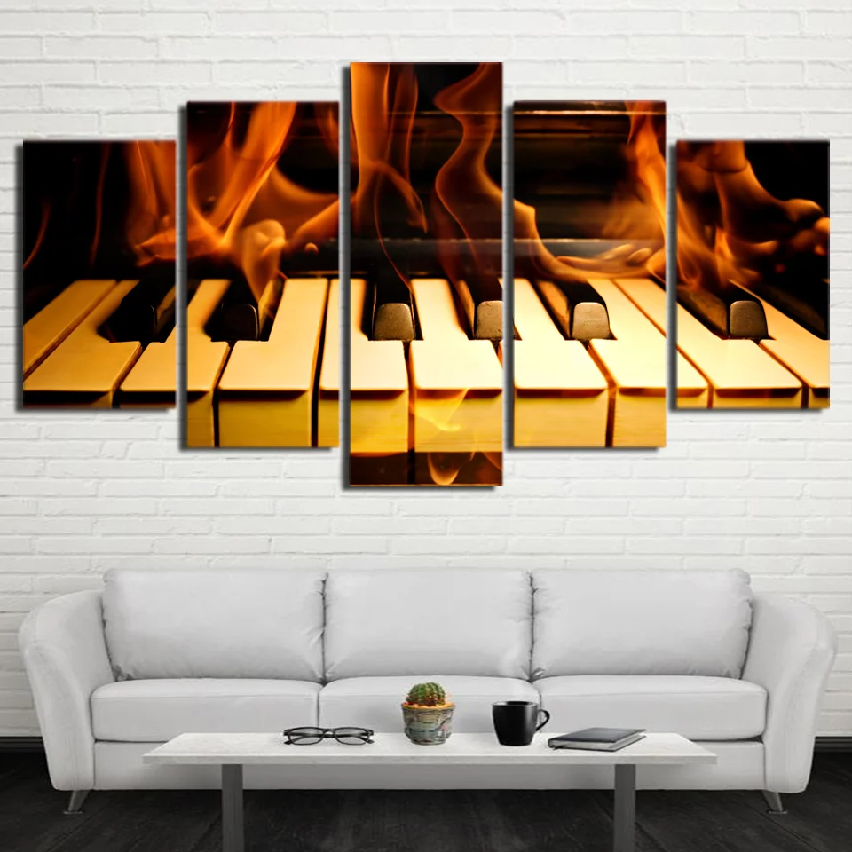 

Modern Printed 5 Panel Piano Landscape Modular Picture Large Canvas Painting For Bedroom Living Room Home Wall Art Decor