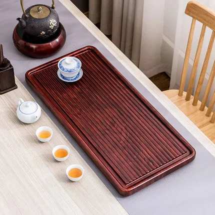 Бытовой плоский чайный поднос из цельного дерева чайный столик чайный набор кунг-фу простой дренажный чайный поднос экономичный в нескольких спецификациях - Цвет: 60cm-32cm-3cm