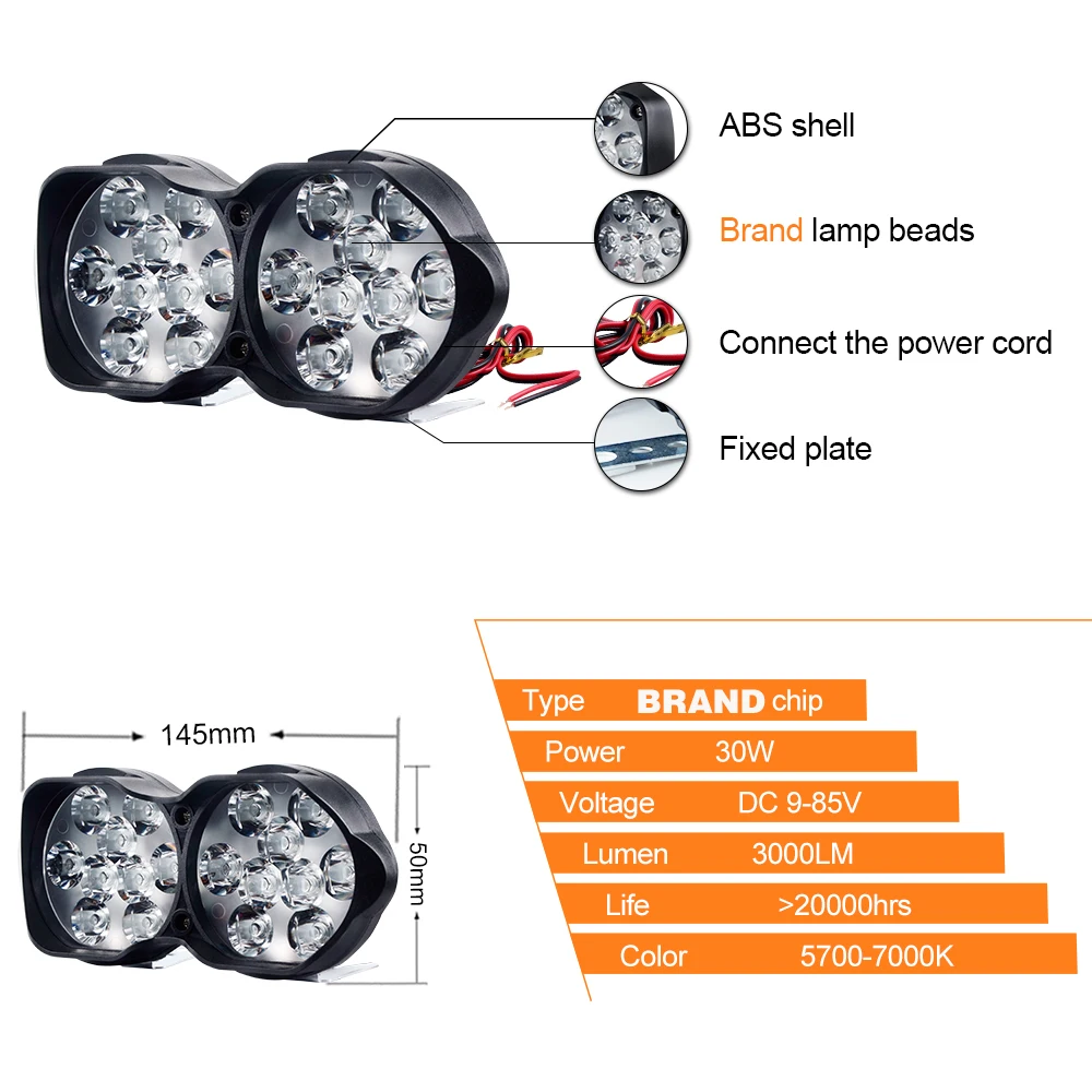 Светодиодный прожектор светодиодный фонарь для работы 30 Вт 3000лм 6500 К рабочая