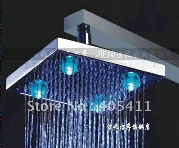 2012 New ! Free Shipping 3 Color Automatic Change LED Bathroom Shower No battery,safely led shower head,Overhead shower 8 inch