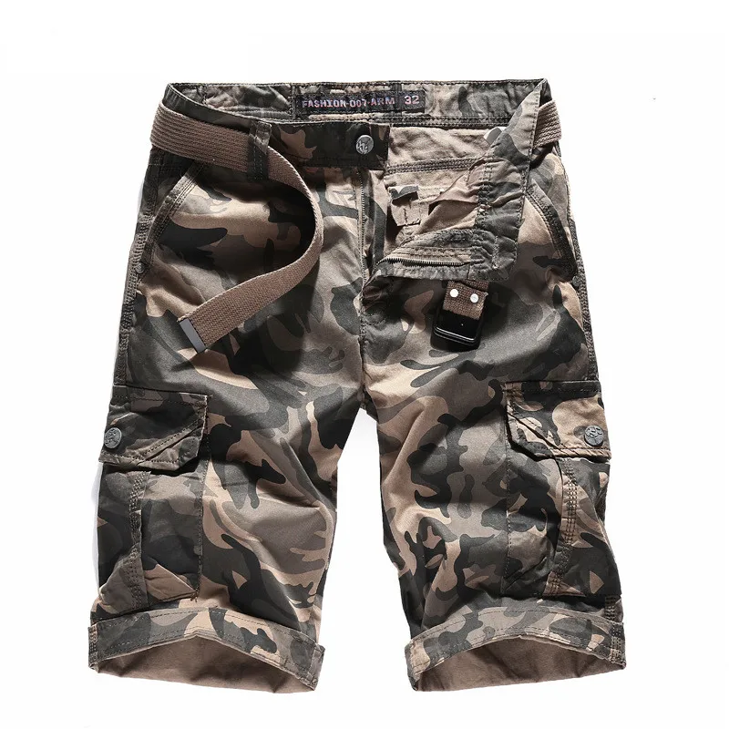 

Military Camo Cargo Shorts 2019 Summer Fashion Camouflage Multi-Pocket Homme Army Quality Casual Shorts Plus size Free Belt