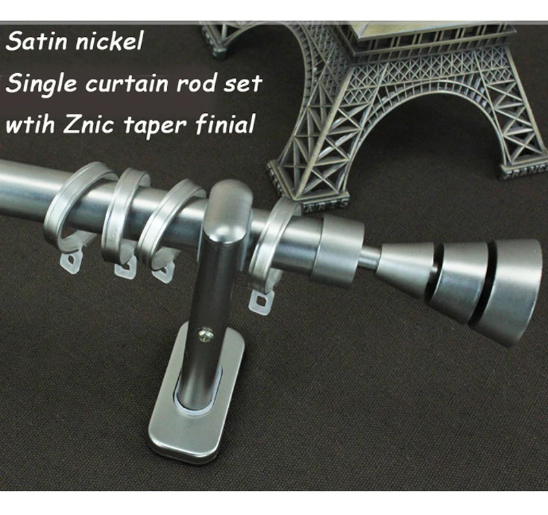 Металлический Конический дизайн finial eco plate процесс качества 22 мм 7/8-IN dia.0.8mmT одиночный карниз+ Znic кронштейны+ кольца из нержавеющей стали