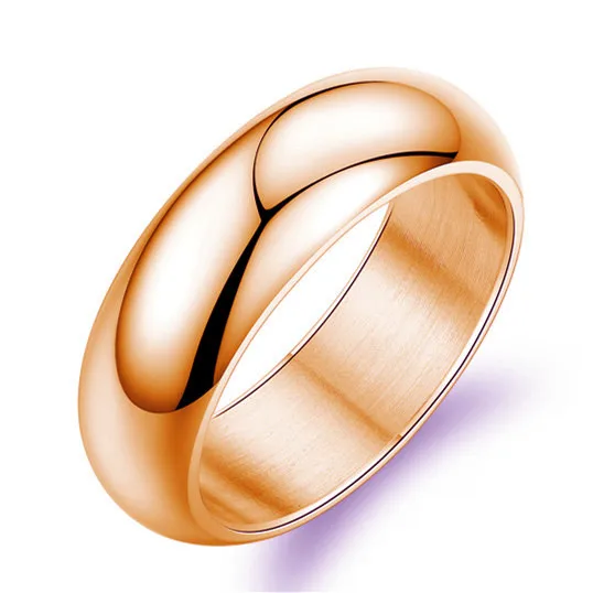 6 мм розовое золото 316L Нержавеющая сталь кольца, титановые, стальные кольца для женщин и мужчин