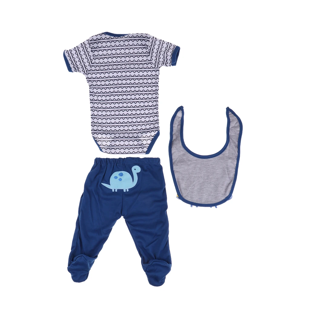 Fashion Doll Clothes and Bibs Garment Handmade Romper Pants & Bib For 20-22inch Newborn Dolls Baby Accessory
