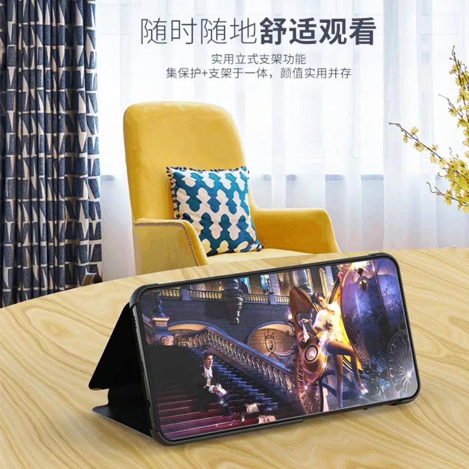 Для LG G8 чехол thinq тонкий модный макияж зеркало Флип Стенд кожаный смарт мобильный