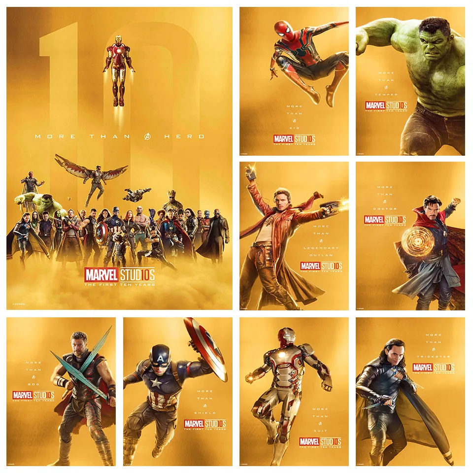 Фильм Marvel первые десять лет паук Железный человек Тор все Супергерои Искусство