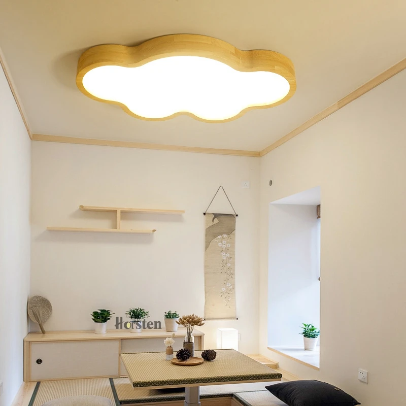 Nordic Japanese Creative Clouds LED Ceiling Lamp Wooden 24W Child Baby Room Lights Ceiling Lamps Bedroom Decoration Lights (6)