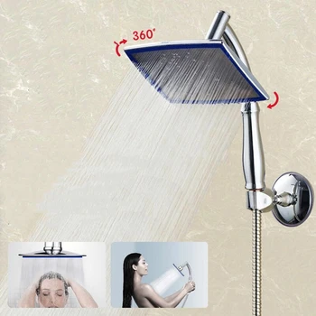 

New 8 Inch Indoor Portable Water Saving Square Shower Head Handheld and Wall Mounted High Pressure Shower ABS Durable Plastic
