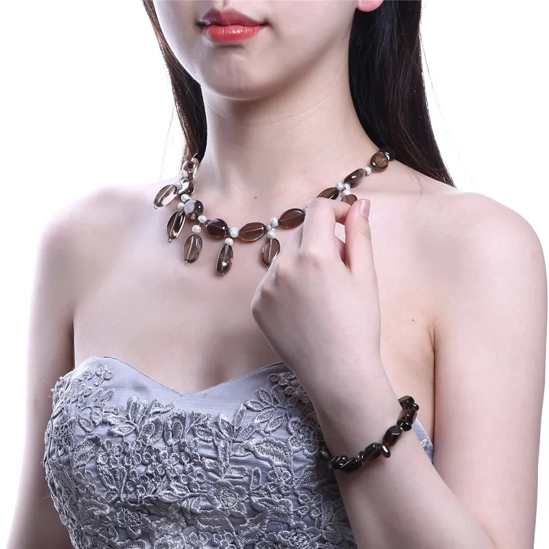 Ожерелье и браслет из полудрагоценных камней 5 6 мм|necklace bracelet jewelry set|fashion setjewelry sets |