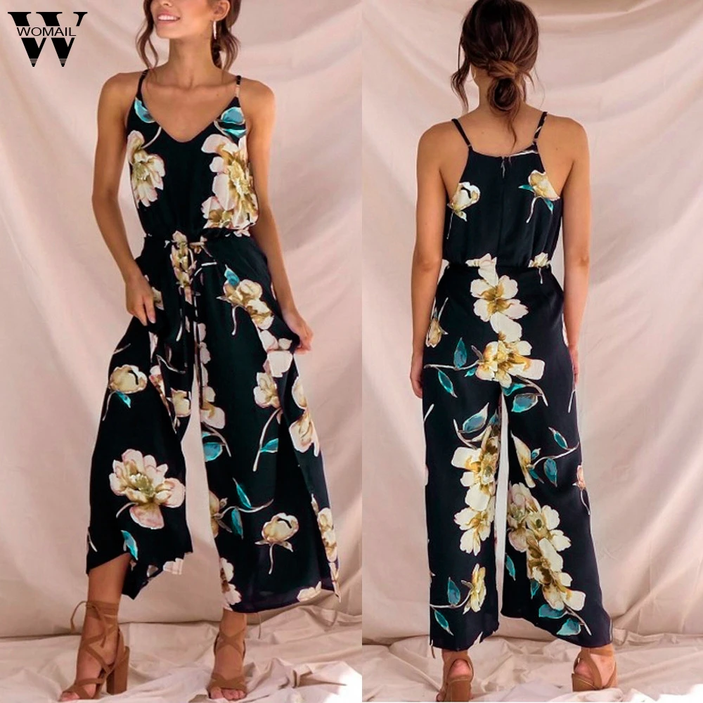 Womail bodysuit Women Summer Casual Strappy Floral Sling Long Trouser Playsuits Jumpsuit Rompers Holiday fashion 2020 M1 Womail bodysuit Women Summer Casual Strappy Floral Sling Long Trouser Playsuits Jumpsuit Rompers Holiday fashion 2020 M1