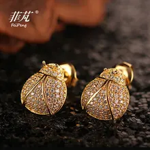 Мода года sunmmer милый прекрасный божья коровка Серьги-гвоздики с Кристалл кубического циркония камень supprice подарок для Для женщин/Обувь для девочек