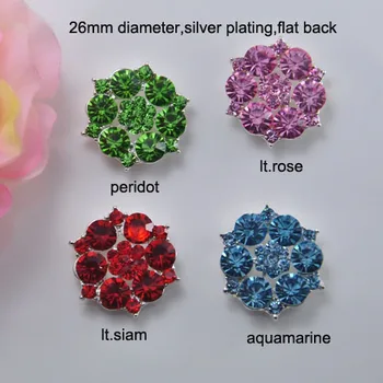 

(J0101-pink) 26mm diameter rhinestone metal button,silver plating,flat back,four colors