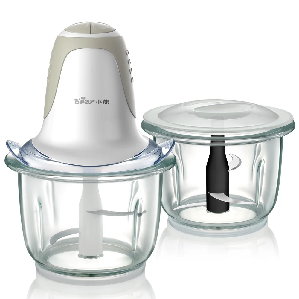 220V 1.5L+1.5L Electric Meat Grinder Double Bowl Double Blade Separate