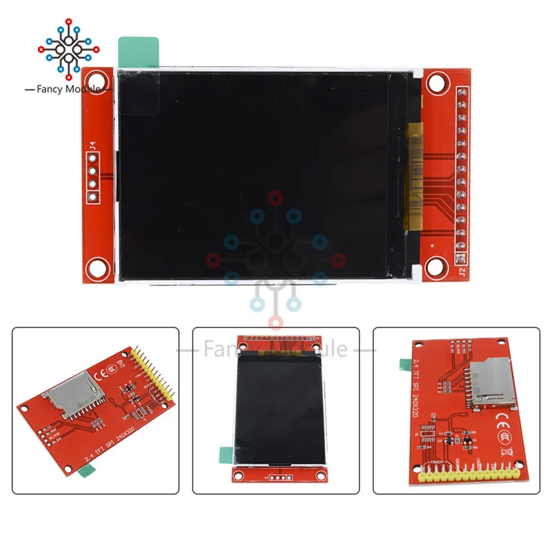 2," 240x320 SPI TFT lcd дисплей модуль последовательного порта+ 5 В/3,3 В адаптер PBC Micro SD ILI9341 Белый светодиодный 2,4 дюйма